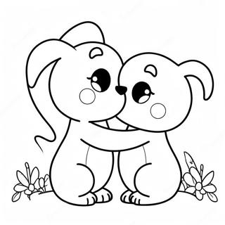 Cute Animals Kissing Coloring Page 35034-28052