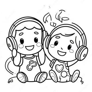 Happy Kids Listening To Music Coloring Page 35074-28066