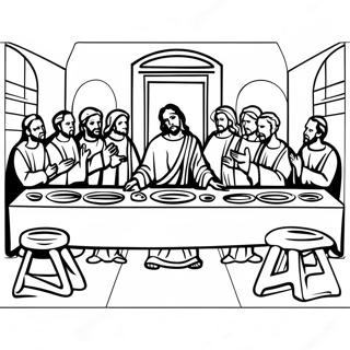 Last Supper Religious Coloring Page 35113-28096