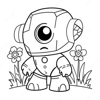 Cute Iron Golem With Flowers Coloring Page 35124-28106