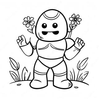 Cute Iron Golem With Flowers Coloring Page 35124-28108