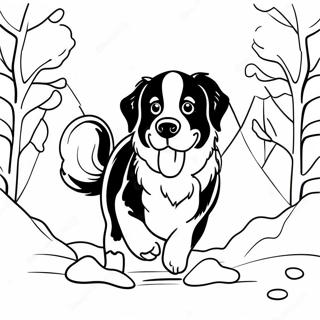 Bernese Mountain Dog Playing In The Snow Coloring Page 35143-28127