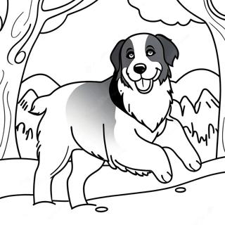 Bernese Mountain Dog Playing In The Snow Coloring Page 35143-28128