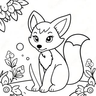 Cute Anime Fox With Flowers Coloring Page 35164-28138