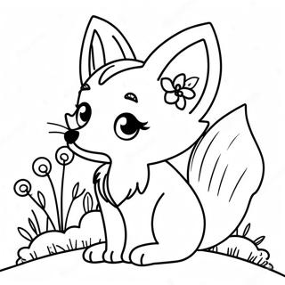 Cute Anime Fox With Flowers Coloring Page 35164-28140