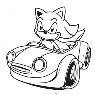 Speedy Sonic Driving His Car Coloring Page 35234-28195