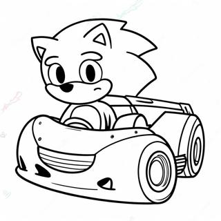 Speedy Sonic Driving His Car Coloring Page 35234-28196