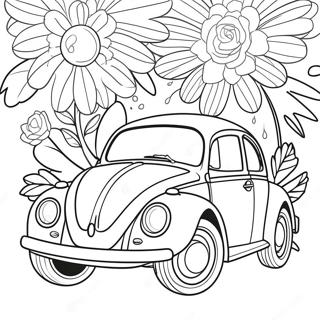 Cute Vw Bug With Flowers Coloring Page 35244-28205