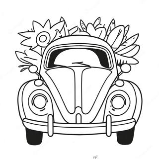 Cute Vw Bug With Flowers Coloring Page 35244-28206