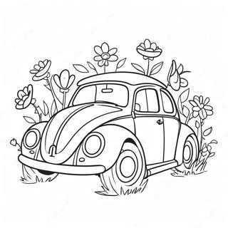 Cute Vw Bug With Flowers Coloring Page 35244-28207