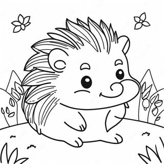 Cute Hedgehog In A Garden Coloring Page 3527-2857