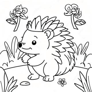 Cute Hedgehog In A Garden Coloring Page 3527-2858