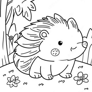 Cute Hedgehog In A Garden Coloring Page 3527-2859