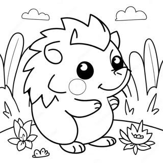 Cute Hedgehog In A Garden Coloring Page 3527-2860