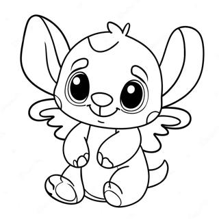 Cute Stitch And Angel Coloring Pages