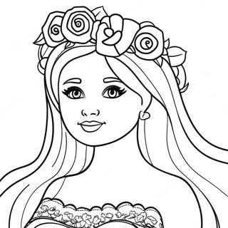 Pregnant Barbie With A Flower Crown Coloring Page 35373-28306