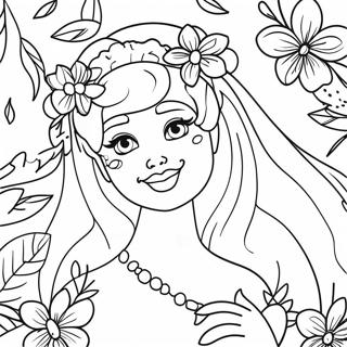 Pregnant Barbie With A Flower Crown Coloring Page 35373-28307