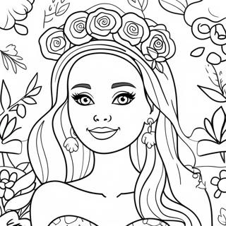 Pregnant Barbie With A Flower Crown Coloring Page 35373-28308