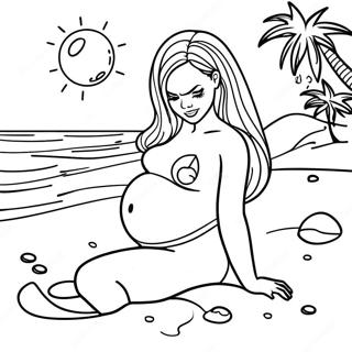 Pregnant Barbie At The Beach Coloring Page 35374-28310