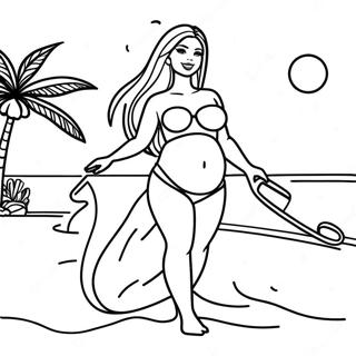 Pregnant Barbie At The Beach Coloring Page 35374-28311