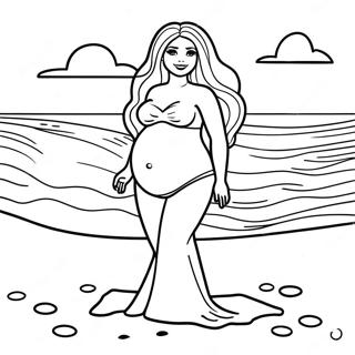 Pregnant Barbie At The Beach Coloring Page 35374-28312