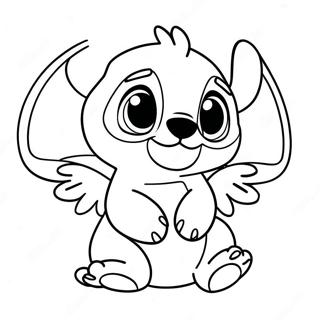 Cute Stitch And Angel Coloring Pages