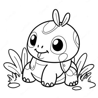 Cute Turtwig In A Garden Coloring Page 35394-28321