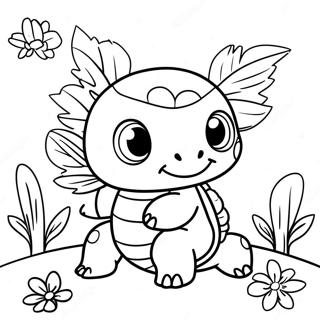 Cute Turtwig In A Garden Coloring Page 35394-28323