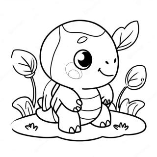 Cute Turtwig In A Garden Coloring Page 35394-28324