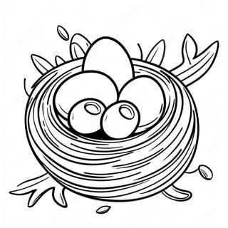 Bird Nest With Colorful Eggs Coloring Page 35403-28329