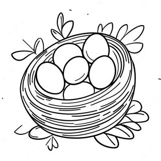 Bird Nest With Colorful Eggs Coloring Page 35403-28330