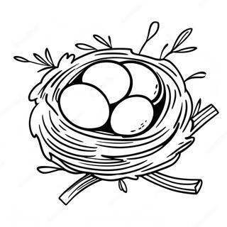 Bird Nest With Colorful Eggs Coloring Page 35403-28331