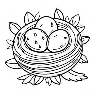 Bird Nest With Colorful Eggs Coloring Page 35403-28332