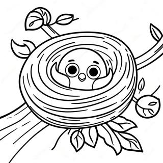 Cozy Bird Nest In A Tree Coloring Page 35404-28336