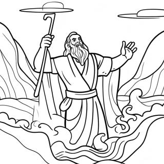 Moses Parting The Red Sea Coloring Page 35414-28345