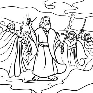 Moses Parting The Red Sea Coloring Page 35414-28347