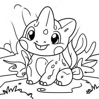 Cute Ivysaur In A Garden Coloring Page 35424-28353