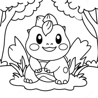 Cute Ivysaur In A Garden Coloring Page 35424-28354