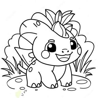 Cute Ivysaur In A Garden Coloring Page 35424-28356