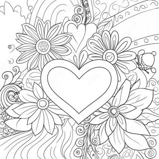 Hearts And Flowers Coloring Pages