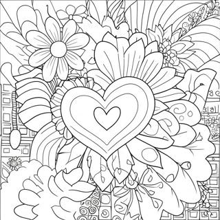 Hearts And Flowers Coloring Page 3546-2876