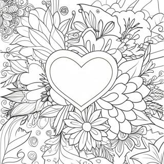 Colorful Heart Bouquet Coloring Page 3547-2872