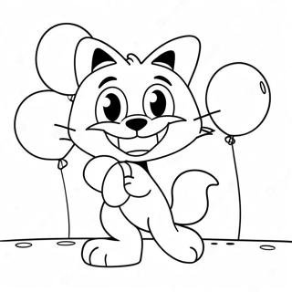 Felix The Cat Playing With Balloons Coloring Page 35504-28411