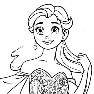 Elsa In Her Sparkling Dress Coloring Page 3557-2890