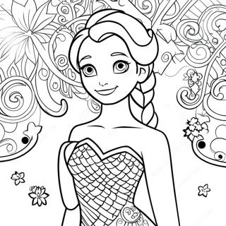 Elsa In Her Sparkling Dress Coloring Page 3557-2892