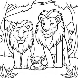 Majestic Lion Family In The Jungle Coloring Page 35594-28485