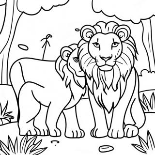 Majestic Lion Family In The Jungle Coloring Page 35594-28486