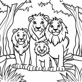 Majestic Lion Family In The Jungle Coloring Page 35594-28487