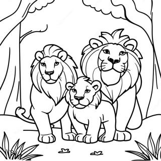 Majestic Lion Family In The Jungle Coloring Page 35594-28488