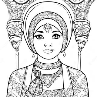 Muslim Girl In Traditional Dress Coloring Page 35623-28509